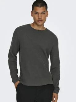 Only & Sons Pullover & Sweatshirts*ONSERIC REG 12 STRUC CREW KNIT NOOS grey pinstripe