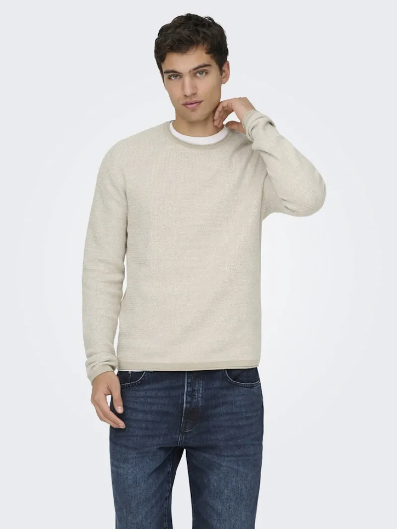 Only & Sons Pullover & Sweatshirts*ONSERIC REG 12 STRUC CREW KNIT NOOS silver lining2