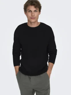 Only & Sons Pullover & Sweatshirts*ONSERIC REG 12 STRUC CREW KNIT NOOS Black