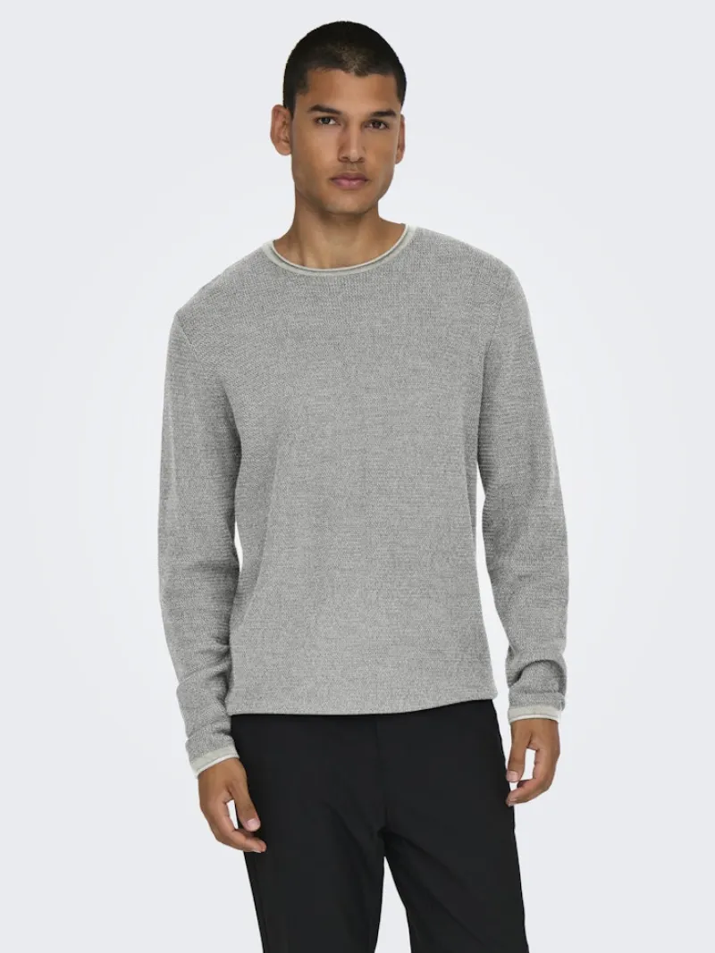 Only & Sons Pullover & Sweatshirts*ONSERIC REG 12 STRUC CREW KNIT NOOS Light Grey Melange