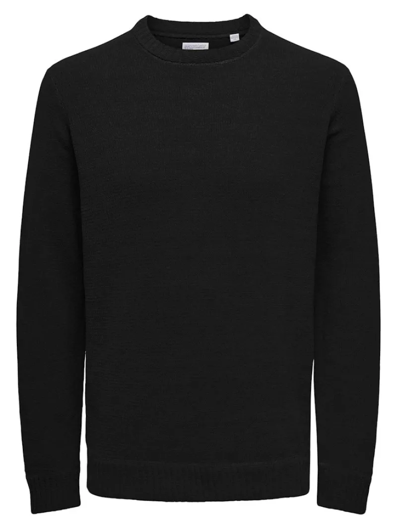 Only & Sons Pullover & Sweatshirts*ONSETHAN LIFE REG 7 CREW KNIT NOOS Black