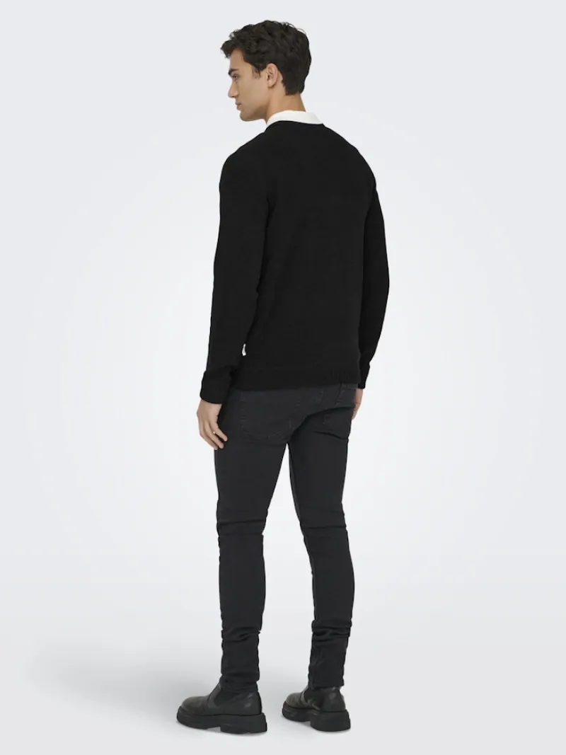 Only & Sons Pullover & Sweatshirts*ONSETHAN LIFE REG 7 CREW KNIT NOOS Black