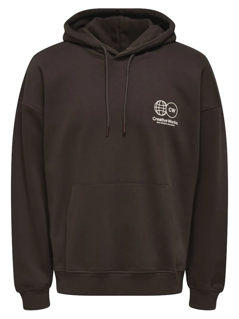 Only & Sons Pullover & Sweatshirts*ONSGALLERY VTG HOODIE Coffee Bean