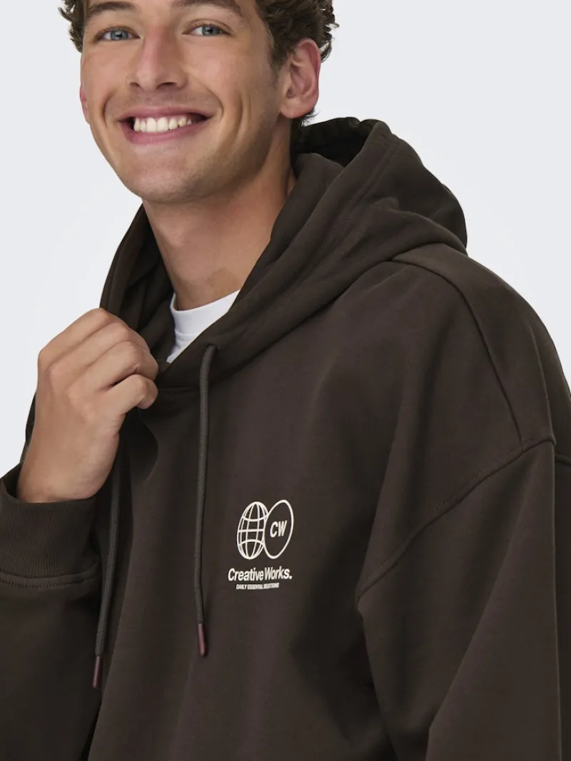 Only & Sons Pullover & Sweatshirts*ONSGALLERY VTG HOODIE Coffee Bean