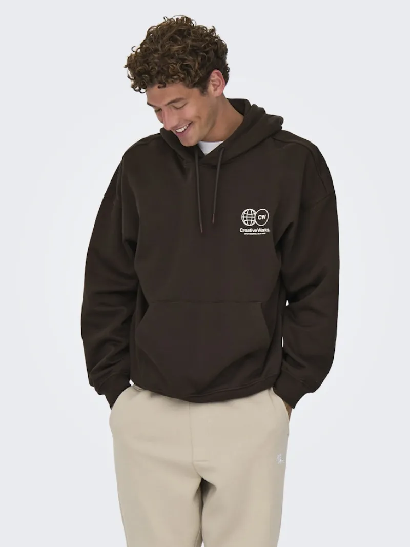 Only & Sons Pullover & Sweatshirts*ONSGALLERY VTG HOODIE Coffee Bean