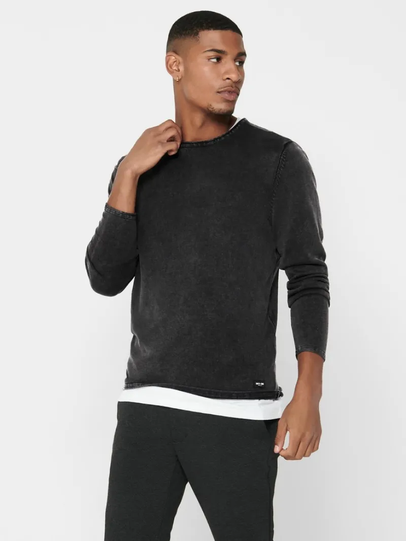 Only & Sons Pullover & Sweatshirts*ONSGARSON 12 WASH CREW KNIT Black