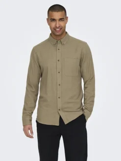 Only & Sons Hemden*ONSGUDMUND SLIM 1-PKT SOLID SHIRT NOOS chinchilla