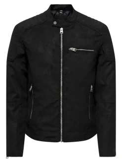 Only & Sons Jacken*ONSGUS FAUX SUEDE RACER JACKET OTW NOOS Black
