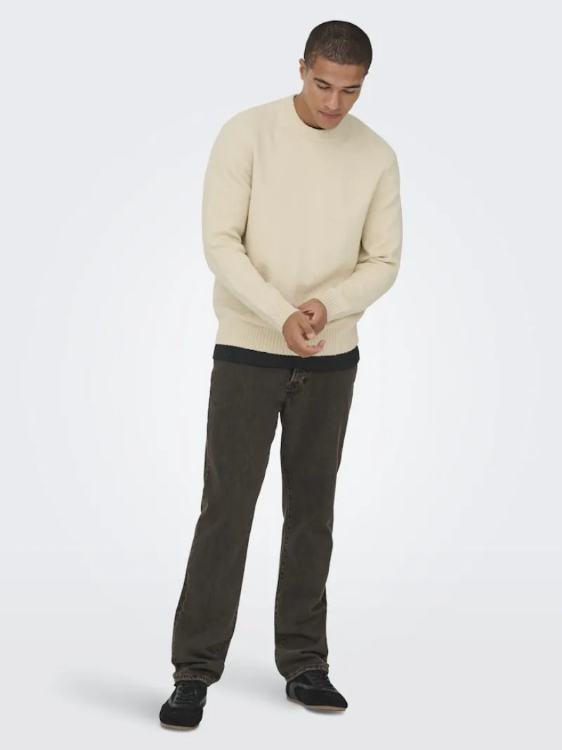 Only & Sons Pullover & Sweatshirts*ONSJAMES RLX CREW KNIT NOOS oatmeal