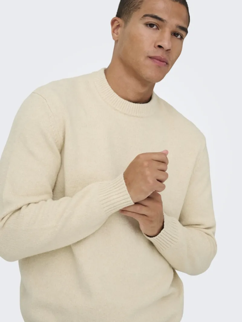 Only & Sons Pullover & Sweatshirts*ONSJAMES RLX CREW KNIT NOOS oatmeal