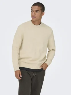 Only & Sons Pullover & Sweatshirts*ONSJAMES RLX CREW KNIT NOOS oatmeal