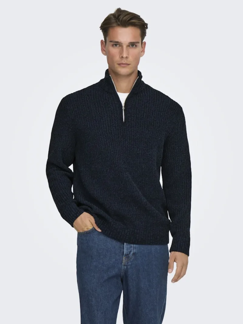 Only & Sons Pullover & Sweatshirts*ONSJOIN REG LS HIGH NECK KNIT CAMP Dark Sapphire
