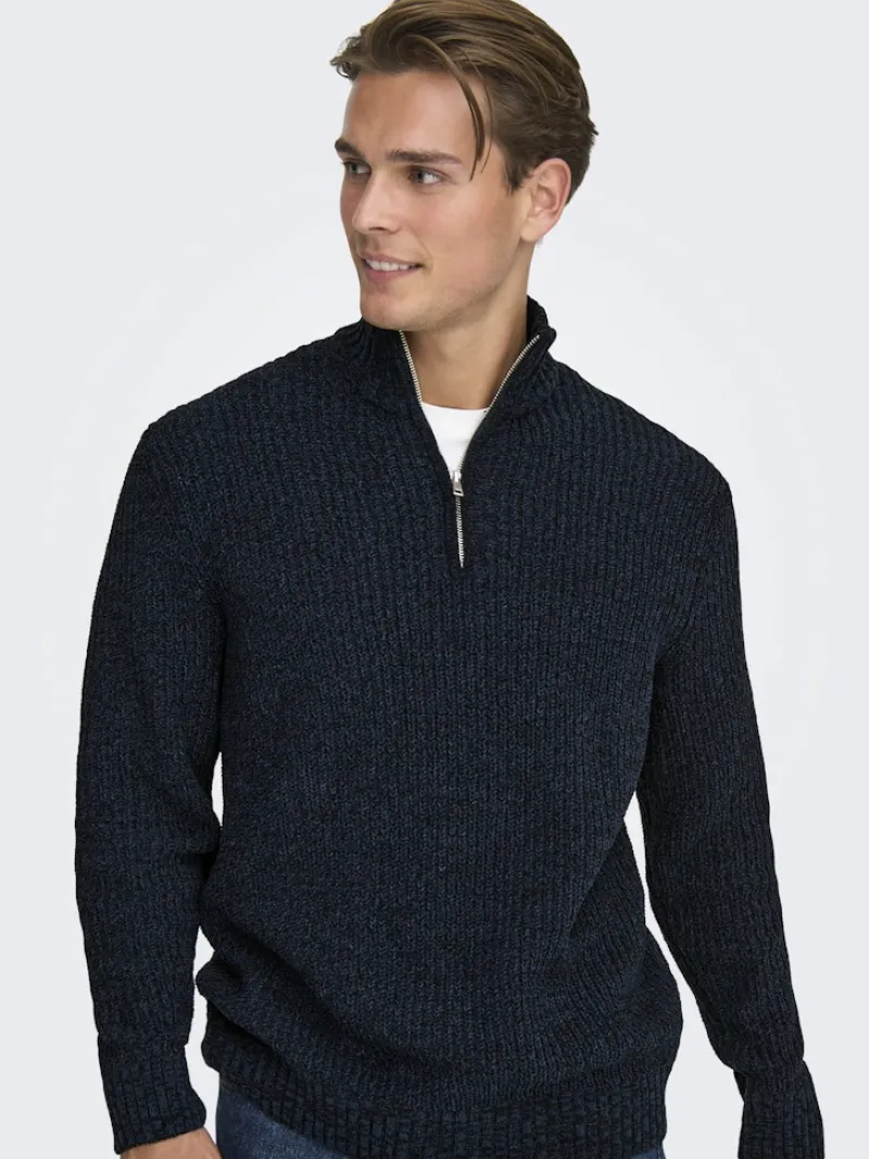 Only & Sons Pullover & Sweatshirts*ONSJOIN REG LS HIGH NECK KNIT CAMP Dark Sapphire