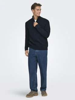 Only & Sons Pullover & Sweatshirts*ONSJOIN REG LS HIGH NECK KNIT CAMP Dark Sapphire