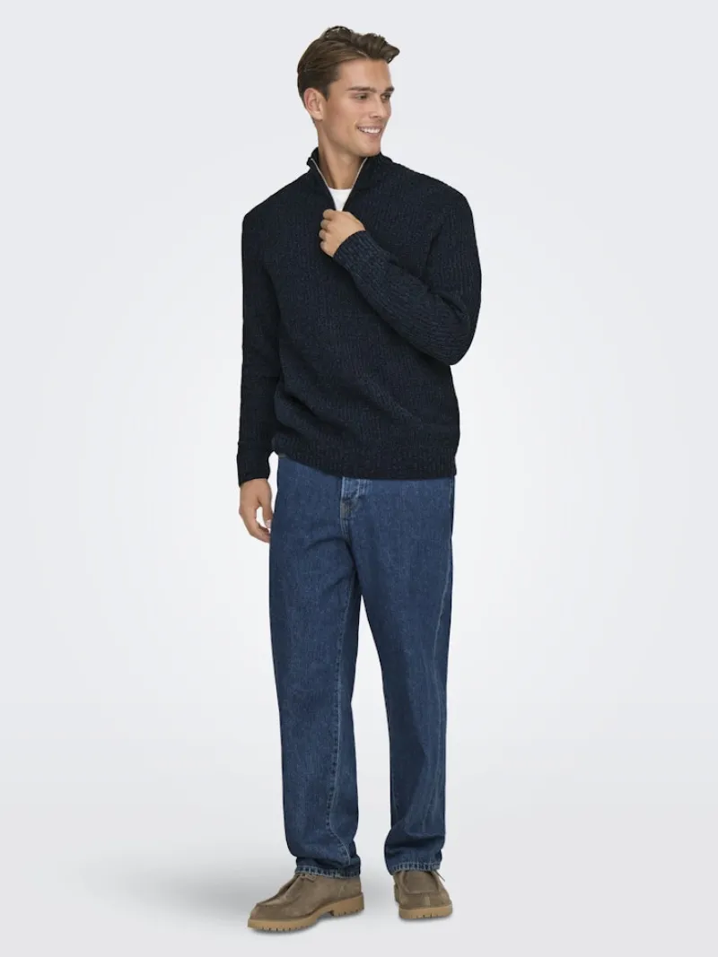 Only & Sons Pullover & Sweatshirts*ONSJOIN REG LS HIGH NECK KNIT CAMP Dark Sapphire