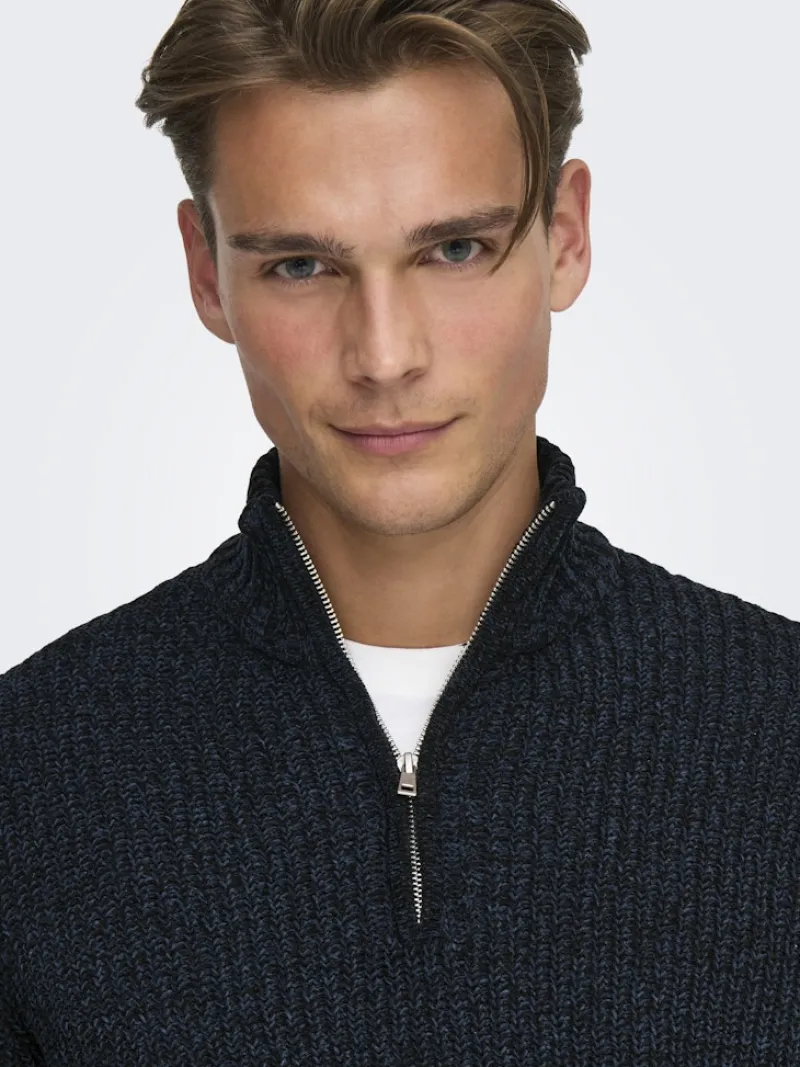 Only & Sons Pullover & Sweatshirts*ONSJOIN REG LS HIGH NECK KNIT CAMP Dark Sapphire