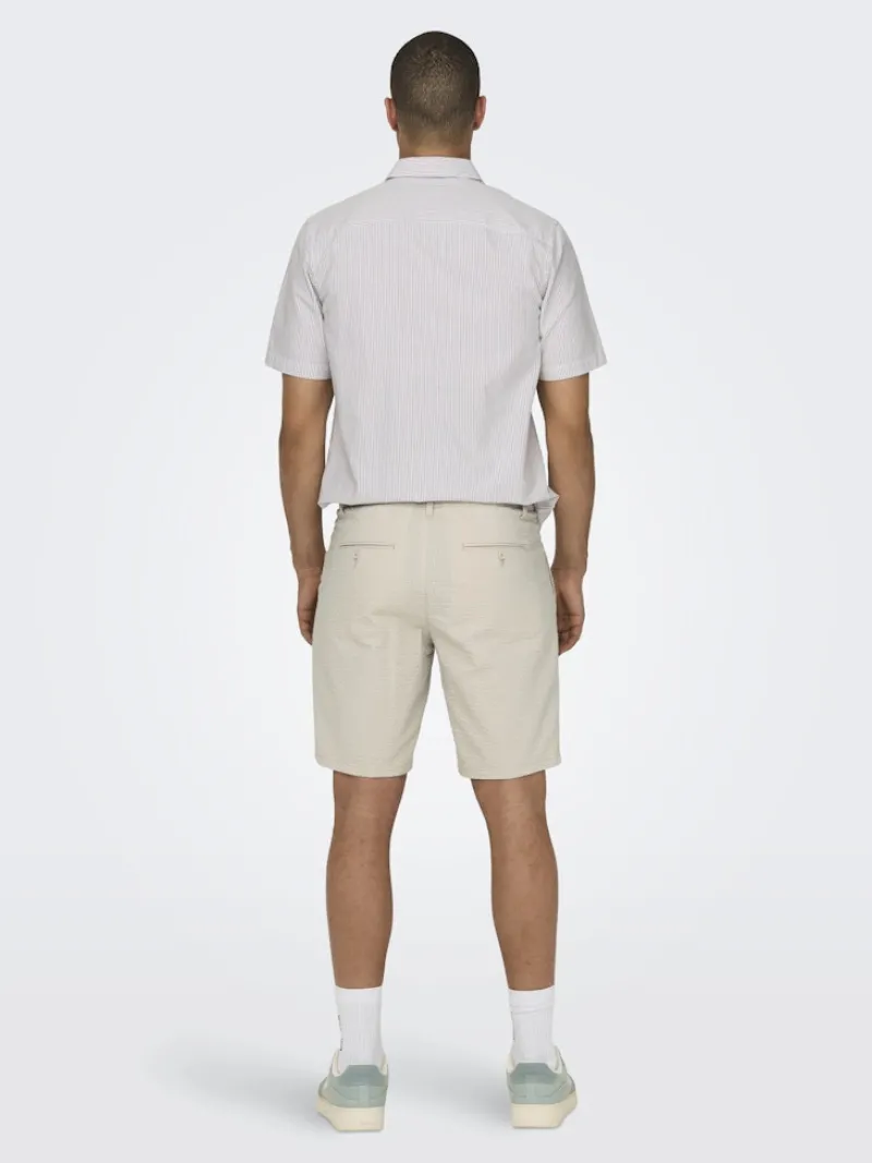 Only & Sons Shorts*ONSLEO LIFE 0009 SEERSUCKER SHORTS NOOS Silver Lining