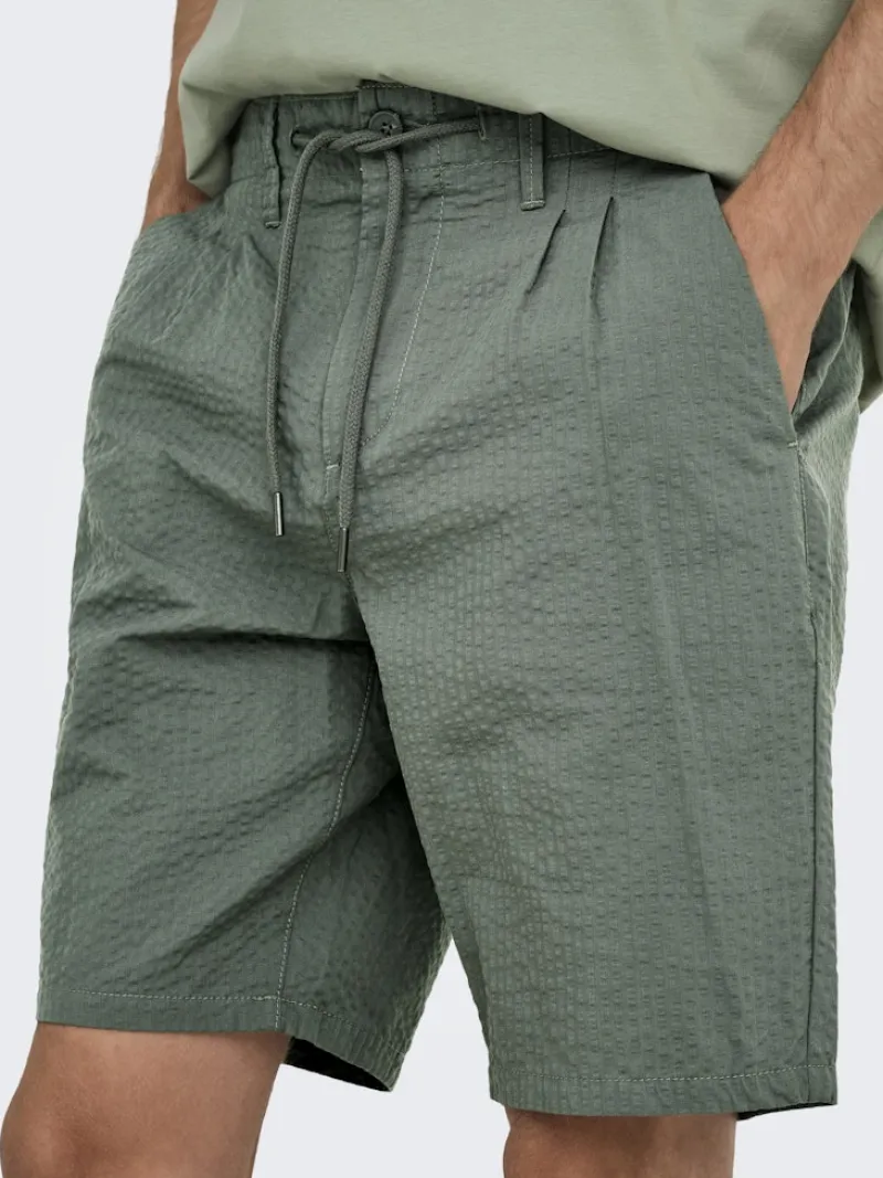 Only & Sons Shorts*ONSLEO LIFE 0009 SEERSUCKER SHORTS NOOS Castor Gray