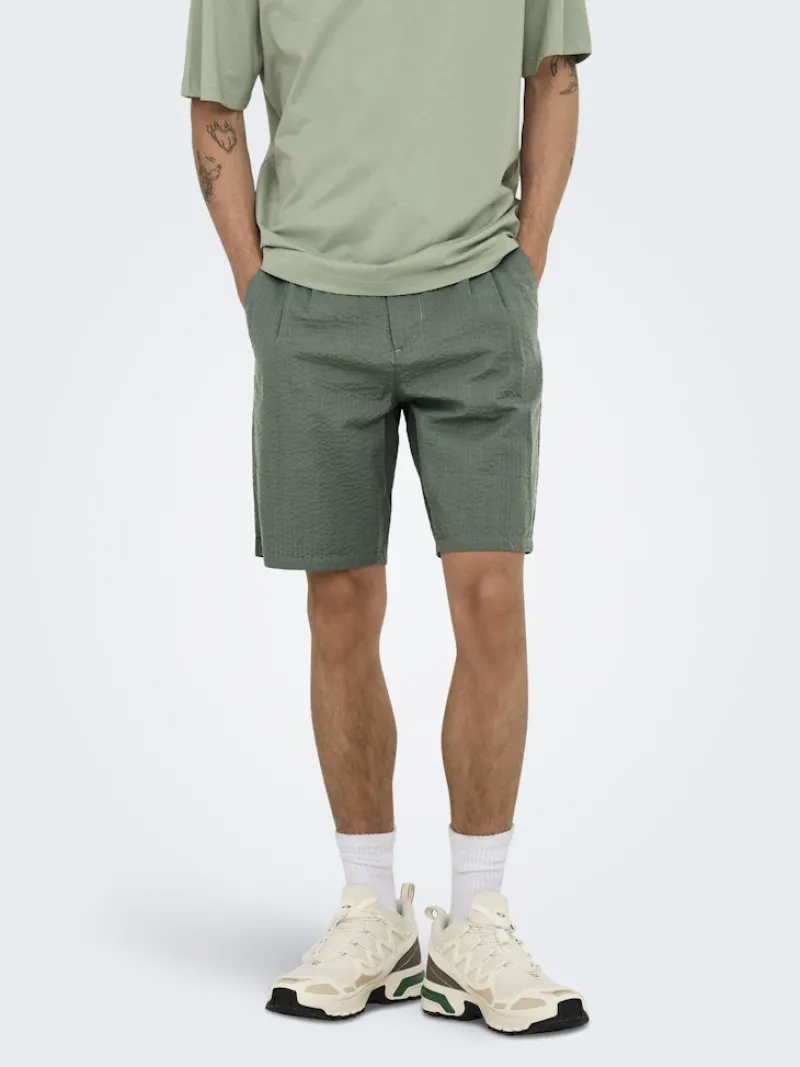Only & Sons Shorts*ONSLEO LIFE 0009 SEERSUCKER SHORTS NOOS Castor Gray