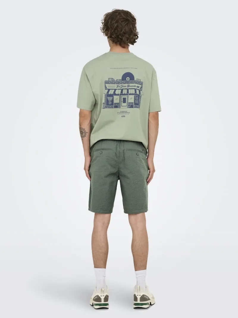 Only & Sons Shorts*ONSLEO LIFE 0009 SEERSUCKER SHORTS NOOS Castor Gray