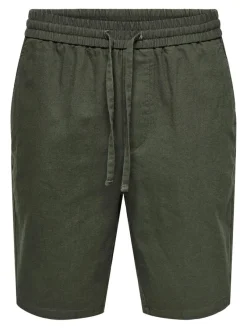 Only & Sons Shorts*ONSLINUS 0007 COT LIN SHORTS NOOS Olive Night