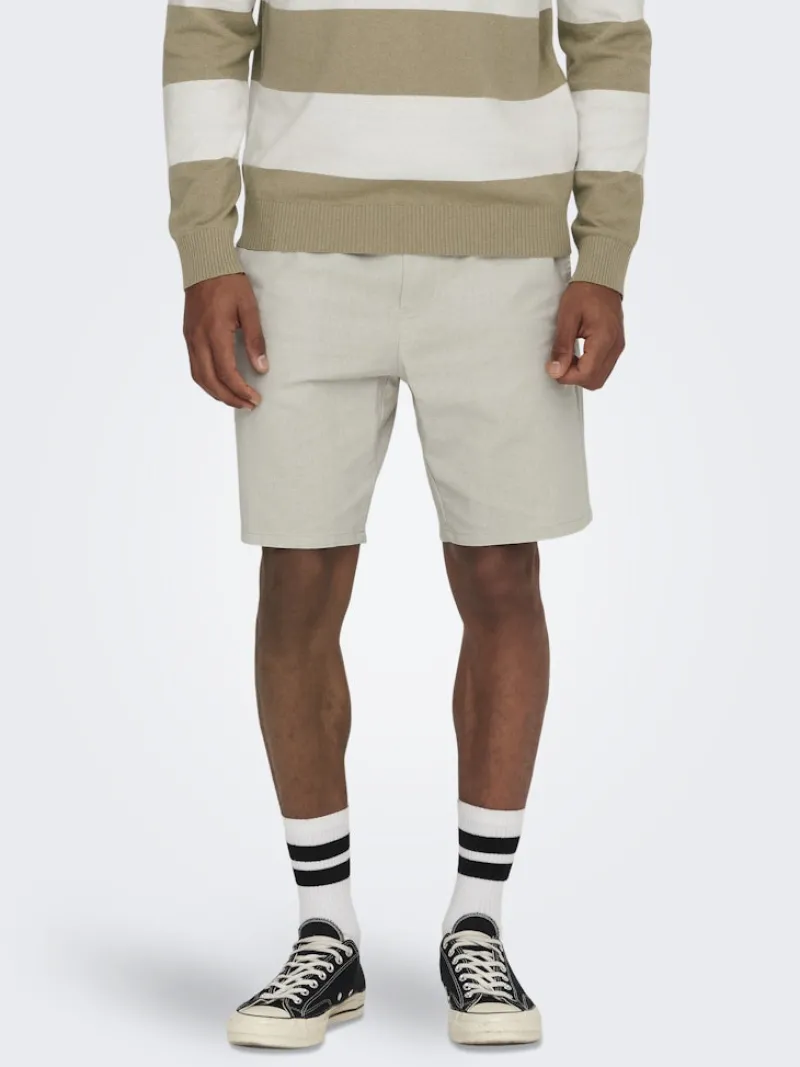 Only & Sons Shorts*ONSLINUS 0007 COT LIN SHORTS NOOS Silver Lining