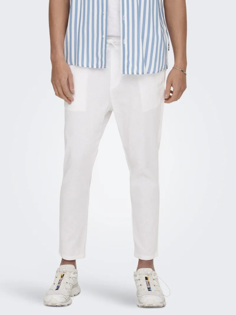 Only & Sons Hosen*ONSLINUS CROP 0007 COT LIN PNT NOOS Bright White