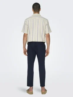 Only & Sons Hosen*ONSLINUS CROP 0007 COT LIN PNT NOOS Dark Navy