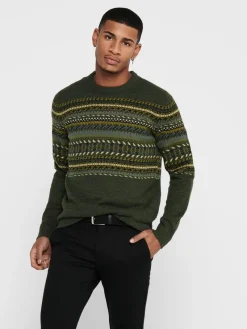 Only & Sons Pullover & Sweatshirts*ONSLUDVIG 7 CHEST JAQ KNIT Deep Depths