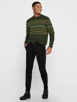 Only & Sons Pullover & Sweatshirts*ONSLUDVIG 7 CHEST JAQ KNIT Deep Depths