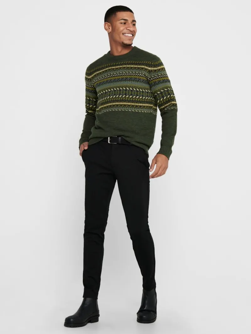 Only & Sons Pullover & Sweatshirts*ONSLUDVIG 7 CHEST JAQ KNIT Deep Depths