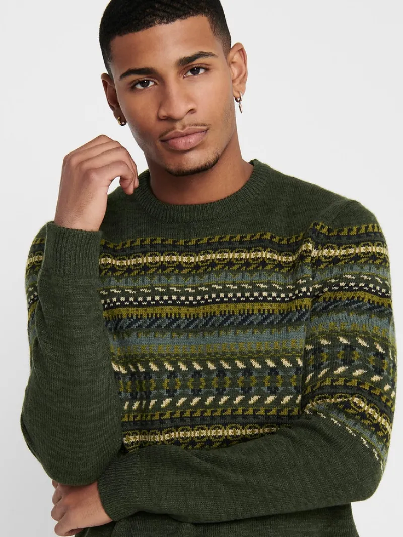 Only & Sons Pullover & Sweatshirts*ONSLUDVIG 7 CHEST JAQ KNIT Deep Depths