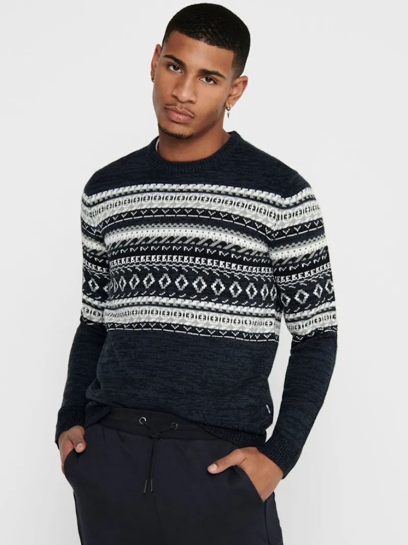 Only & Sons Pullover & Sweatshirts*ONSLUDVIG 7 CHEST JAQ KNIT Phantom