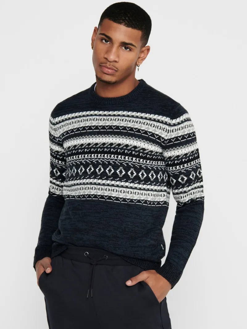 Only & Sons Pullover & Sweatshirts*ONSLUDVIG 7 CHEST JAQ KNIT Phantom