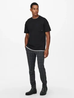 Only & Sons Hosen|Big Boys*ONSMARK SLIM CHECK PANTS 9887 NOOS Black