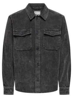 Only & Sons Hemden*ONSMARLON 8W WASH CORD OVERSHIRT grey pinstripe