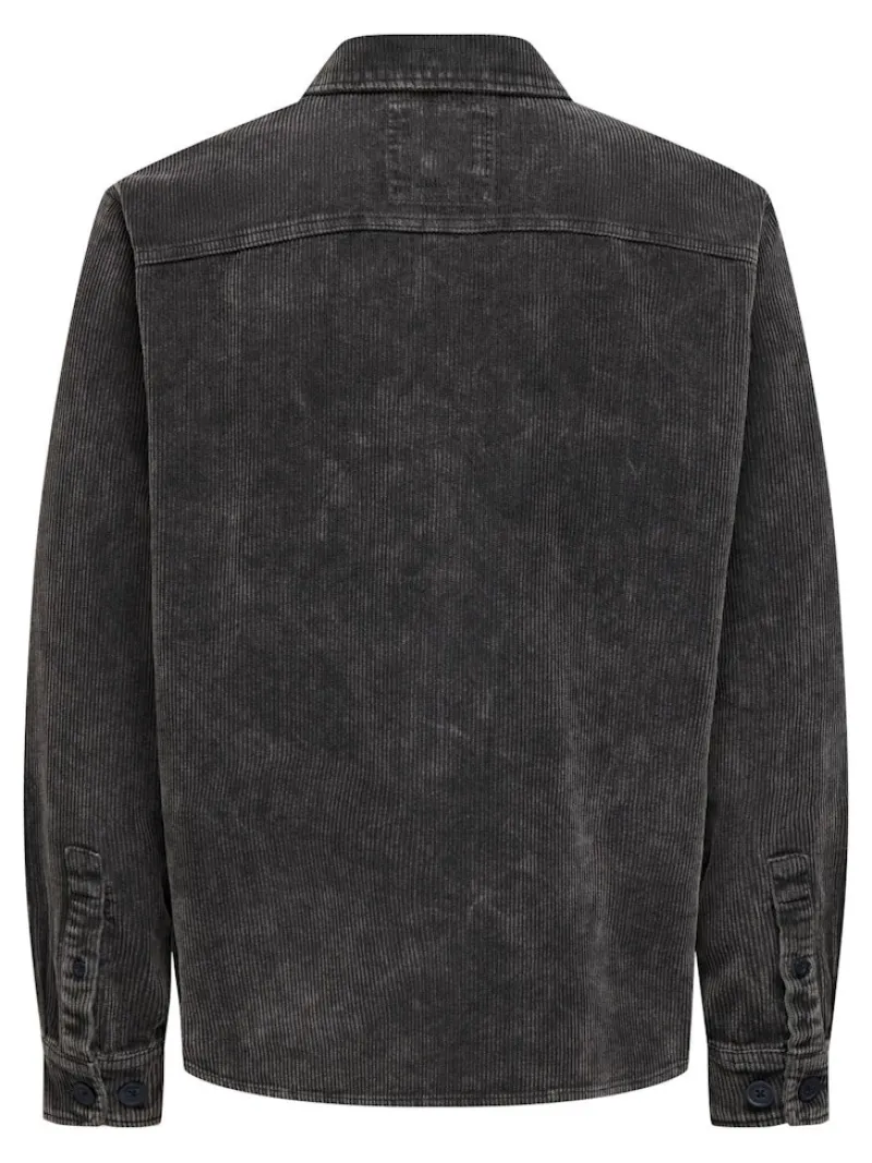 Only & Sons Hemden*ONSMARLON 8W WASH CORD OVERSHIRT grey pinstripe