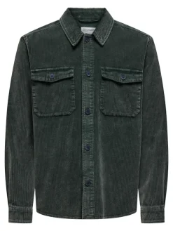 Only & Sons Hemden*ONSMARLON 8W WASH CORD OVERSHIRT Darkest Spruce
