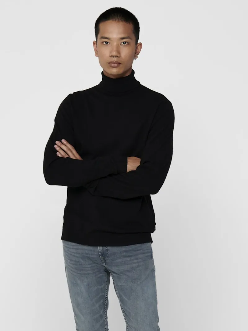 Only & Sons Pullover & Sweatshirts*ONSMIKKEL 12 SOFT HIGH NECK KNIT Black
