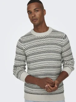 Only & Sons Pullover & Sweatshirts*ONSMUSA REG 3 STRUC CREW KNIT Silver Lining