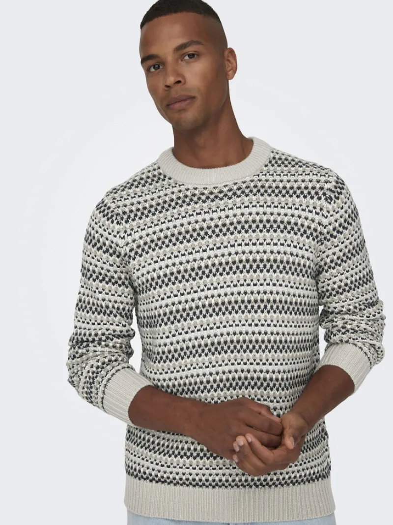 Only & Sons Pullover & Sweatshirts*ONSMUSA REG 3 STRUC CREW KNIT Silver Lining