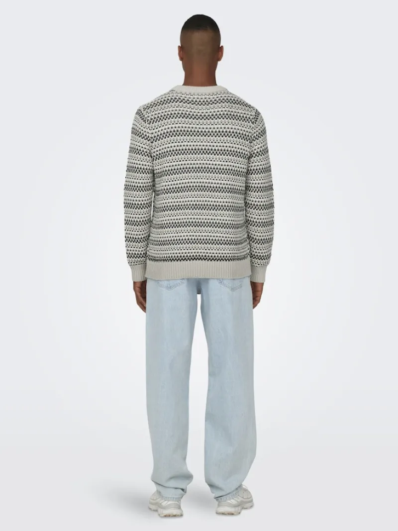 Only & Sons Pullover & Sweatshirts*ONSMUSA REG 3 STRUC CREW KNIT Silver Lining