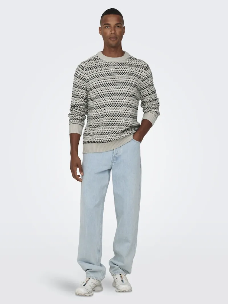 Only & Sons Pullover & Sweatshirts*ONSMUSA REG 3 STRUC CREW KNIT Silver Lining