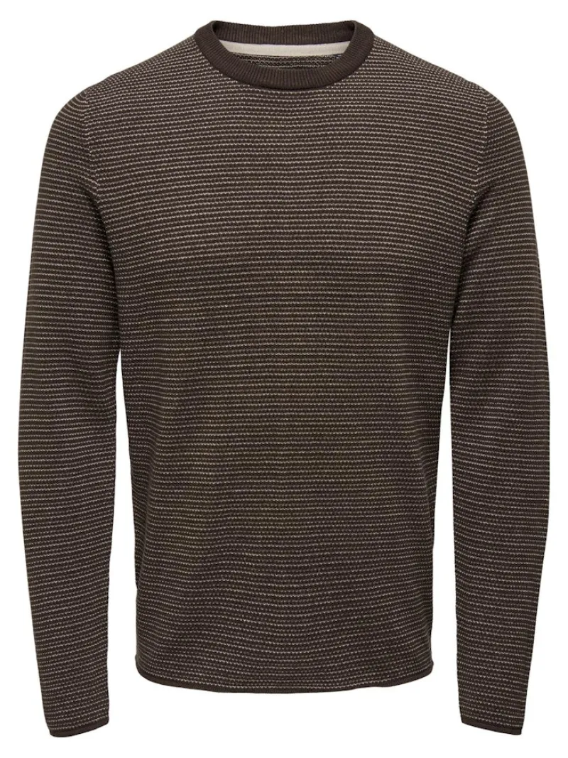 Only & Sons Pullover & Sweatshirts*ONSNIGUEL REG 12 STRIPE CREW KNIT Hot Fudge