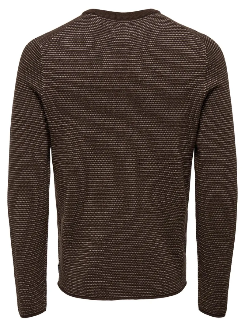 Only & Sons Pullover & Sweatshirts*ONSNIGUEL REG 12 STRIPE CREW KNIT Hot Fudge