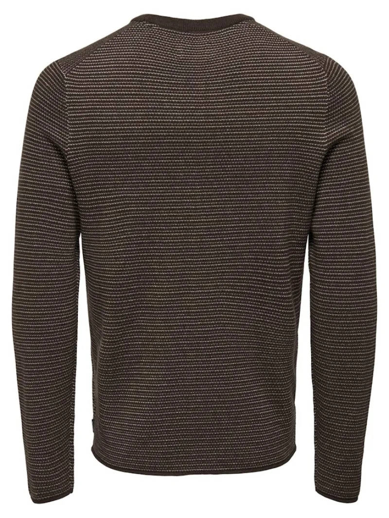 Only & Sons Pullover & Sweatshirts*ONSNIGUEL REG 12 STRIPE CREW KNIT Hot Fudge
