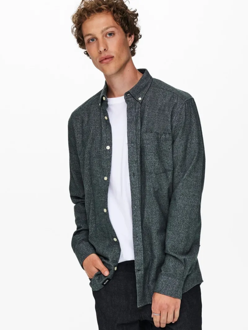 Only & Sons Hemden*ONSNIKO LS MELANGE SHIRT Peat