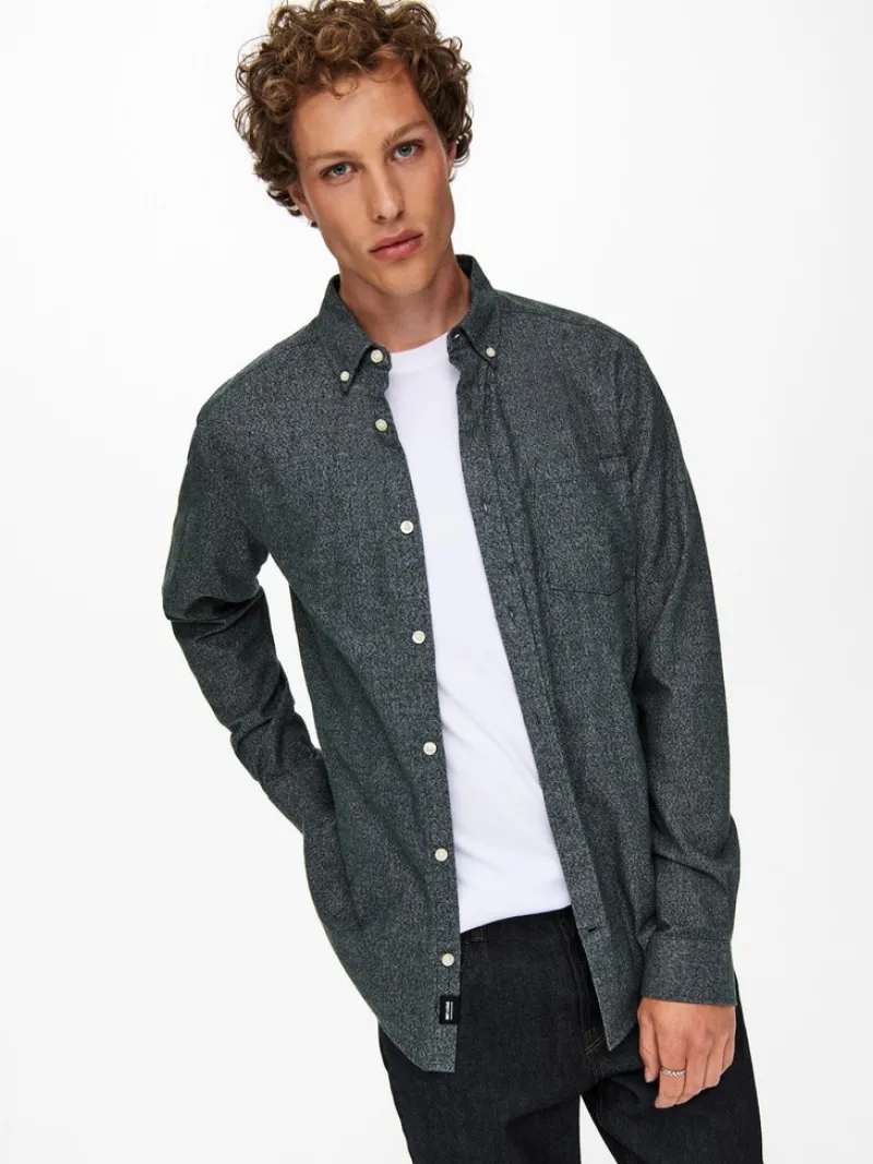 Only & Sons Hemden*ONSNIKO LS MELANGE SHIRT Peat