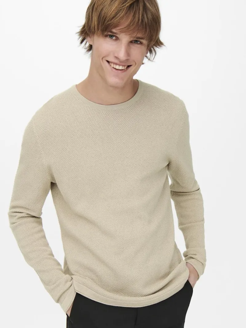 Only & Sons Pullover & Sweatshirts*ONSPANTER REG 12 STRUC CREW KNIT NOOS Silver Lining