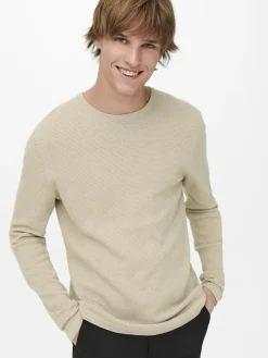 Only & Sons Pullover & Sweatshirts*ONSPANTER REG 12 STRUC CREW KNIT NOOS Silver Lining